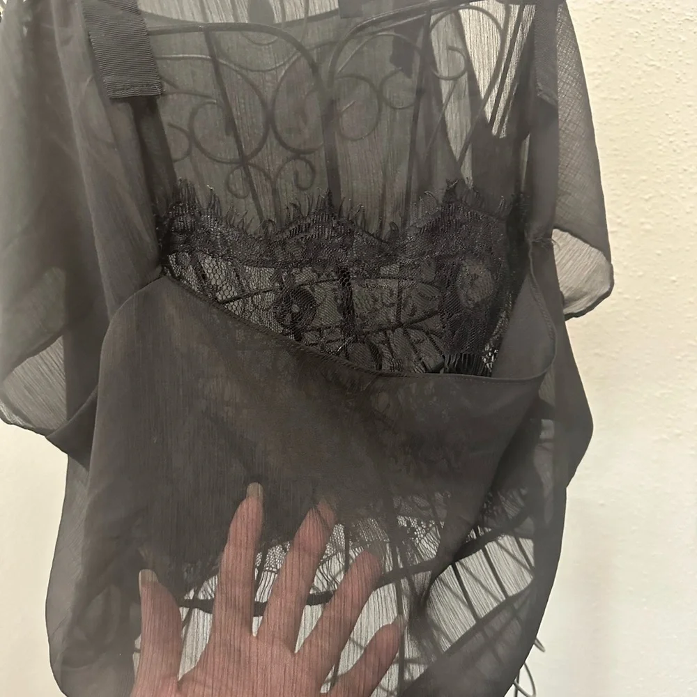 Jessica Simpson Black Sheer Ruffled Blouse - Picture 11 of 15